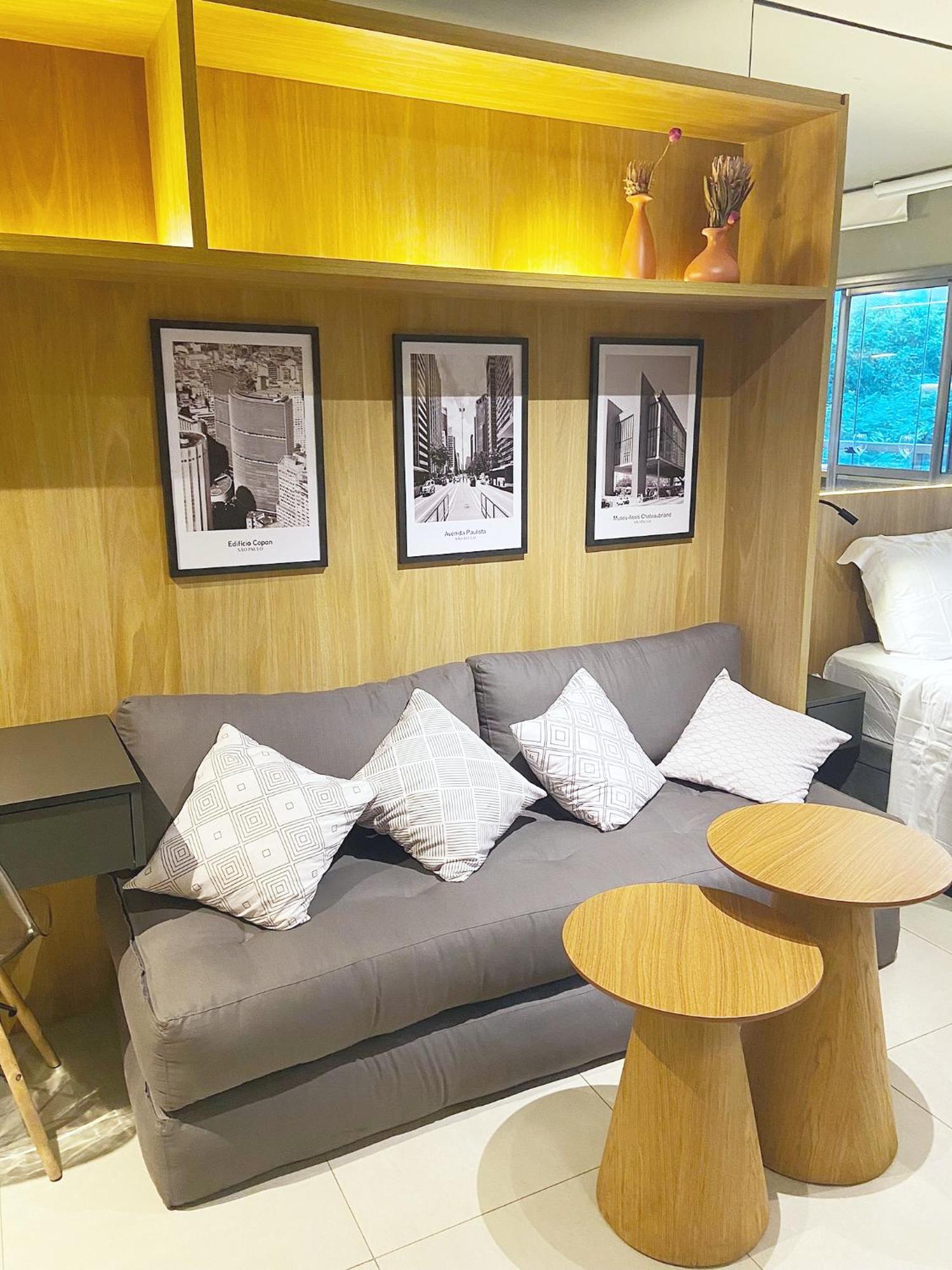 Apartamento Consolacao Grey Box - De Luxo No Centro - Ar Condicionado - Cama Queen - Maquina De Lavar - Prox Metro- Cozinha Completa - Wifi 500mbps - 7 Andar *